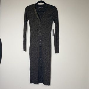 TART Collections Long Black with Gold Shimmer button down dress cardigan